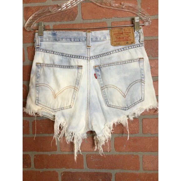 Levis Cut off Booty Shorts distressed raw hem bleached faded coastal cowgirl - Picture 2 of 7